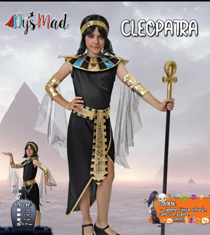 Disfraz Egipcia negra/dorada para niña