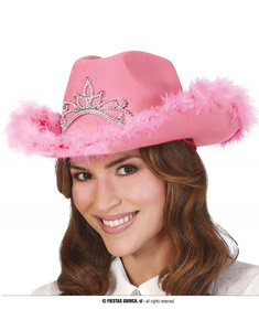 Sombrero cowboy rosa con Boa