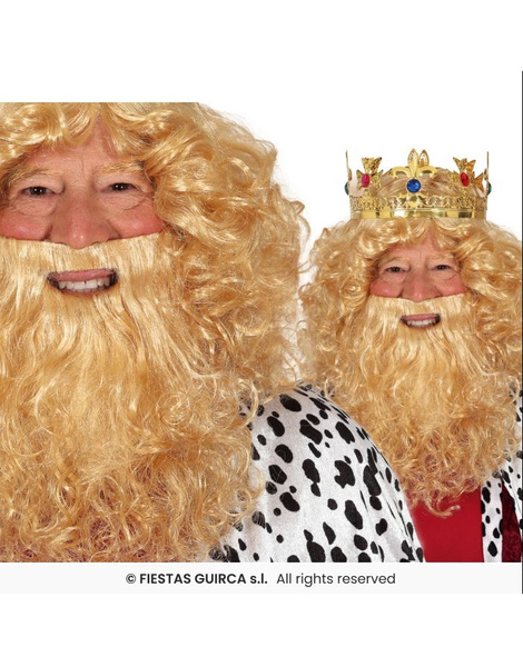 Peluca y barba Rey rubia