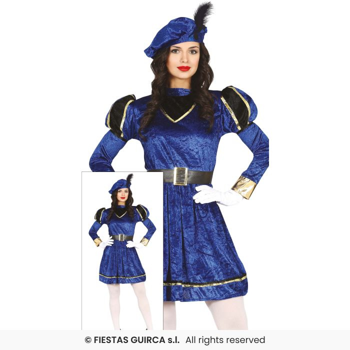 Disfraz Paje vestido azul mujer