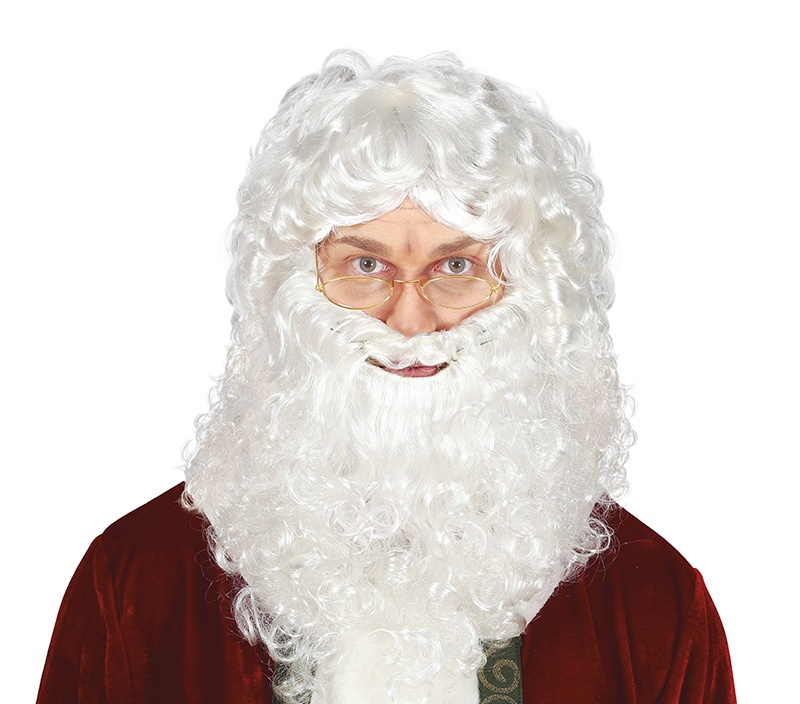 Peluca con barba Papa Noel en caja