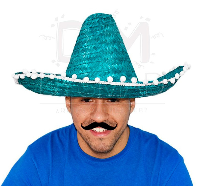 Sombrero mexicano colores con bolas 50cm