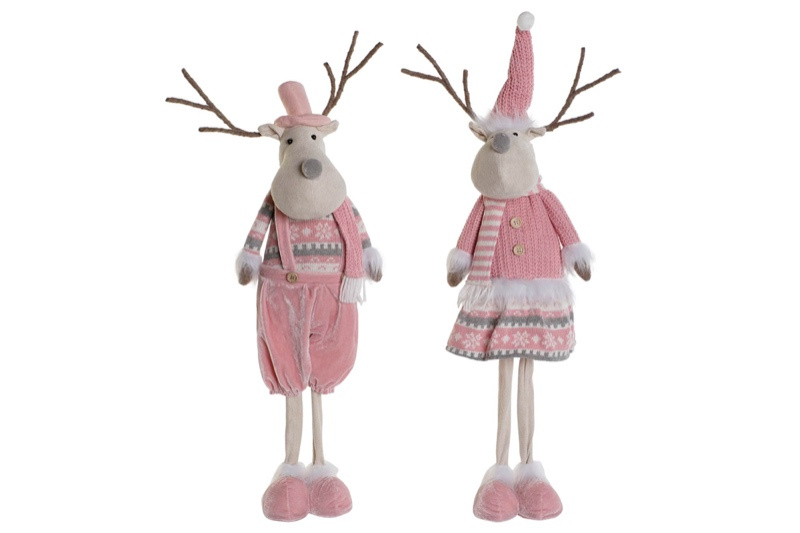 Figura Reno rosa poliester grande