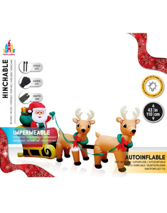 Papa Noel Trineo hinchable LED 110x40cms