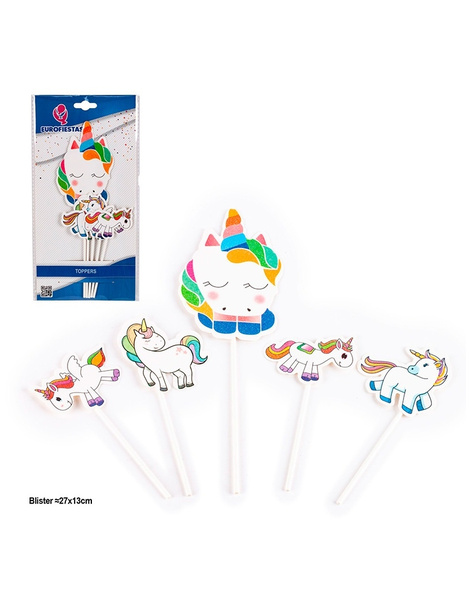 Topper unicornios colores vivos