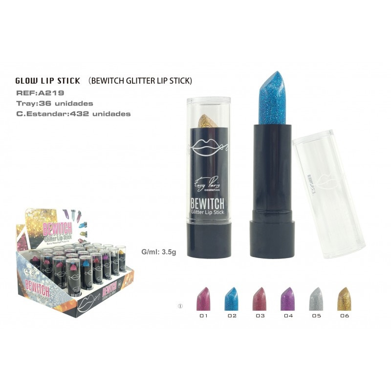 Barra labios con purpurina colores 3.5gr