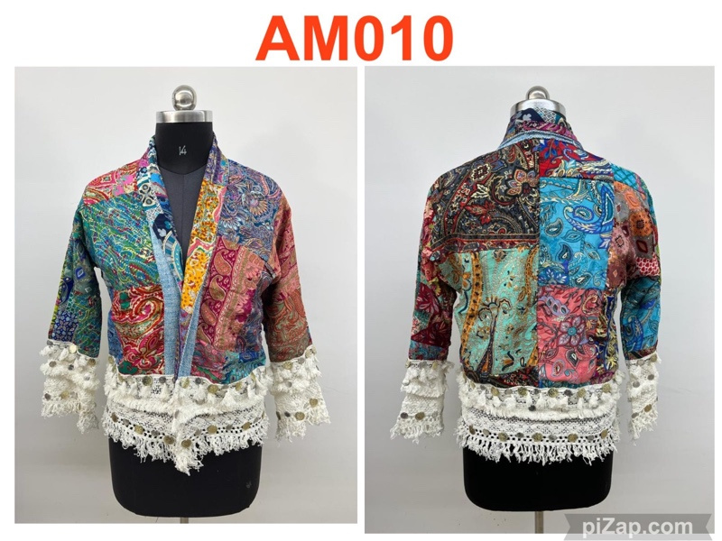 Kimono corto colores flecos blancos