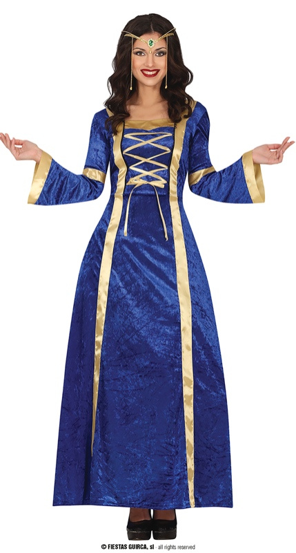 Disfraz Dama azul medieval para mujer