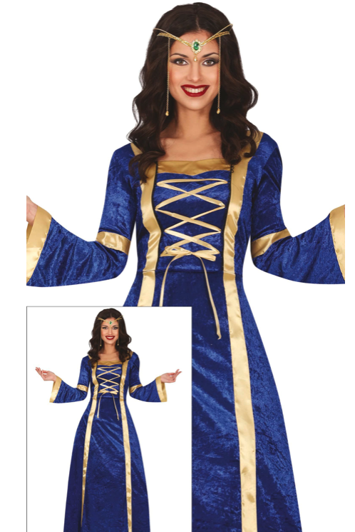 Disfraz Dama azul medieval para mujer