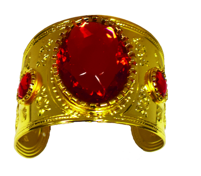 Brazalete metálico con pedrería roja