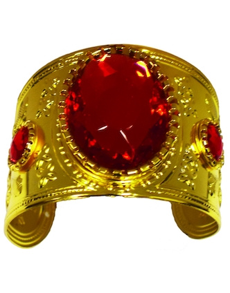 Brazalete metálico con pedrería roja