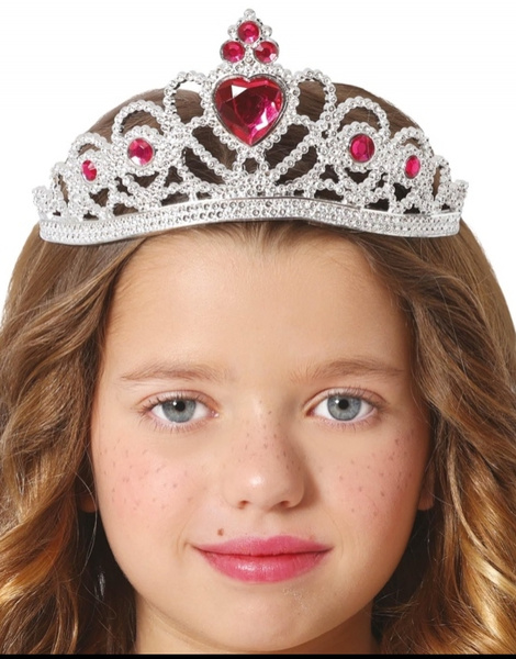 Diadema plata corazon rosa infantil