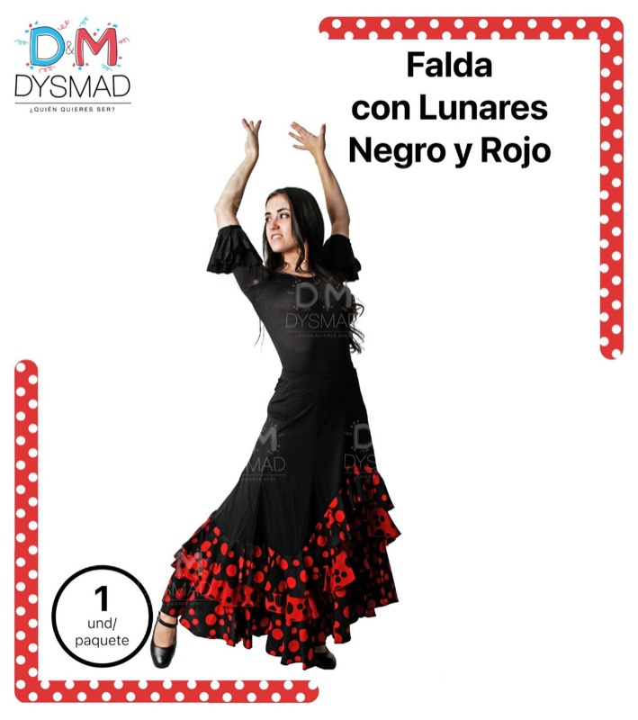 Falda lunares 3 volantes para mujer