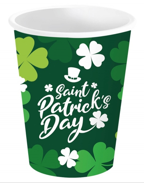Vasos St. Patricks 6 und. 240ml, 9 cms