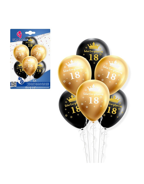 Set Globos F. Cumpleaños Oro/Negro R-12