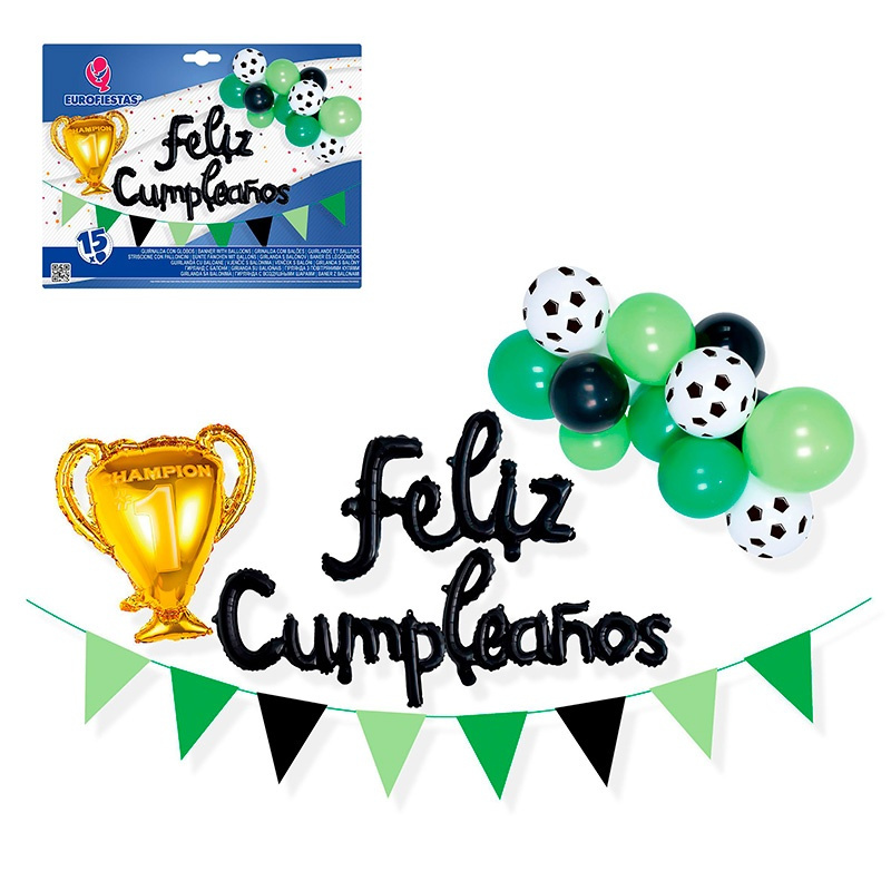 Set 15 Globos F.Cumpl. Futbol Guirnalda