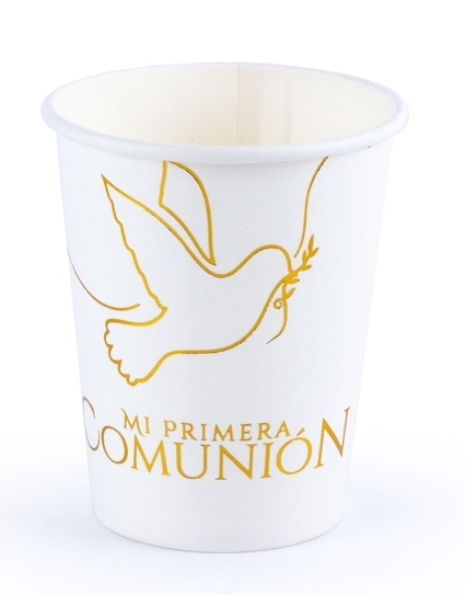 8 Vasos Mi 1º Comunion paloma oro