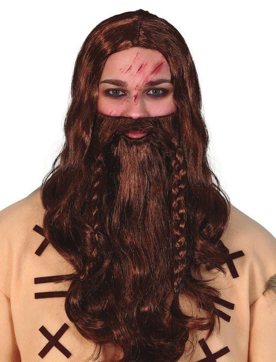 Peluca Vikingo con barba en caja