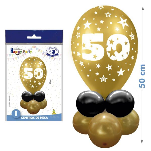 Kit Globos centro nº50 Oro/Negro