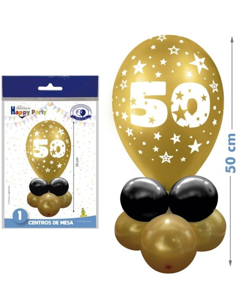 Kit Globos centro nº50 Oro/Negro