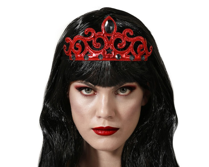 Diadema Corona pedrería roja o negra