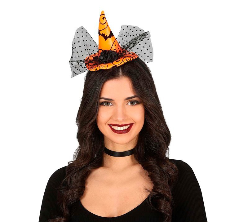 Diadema Gorro Bruja naranja