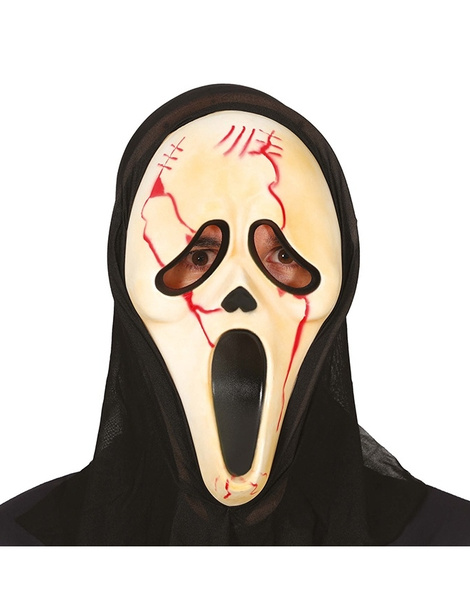 Mascara Asesino Con Sangre y Capucha PVC