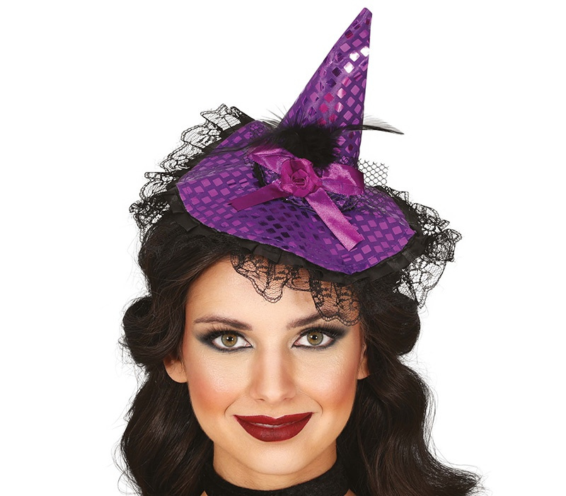 Diadema Gorrito Bruja Lila