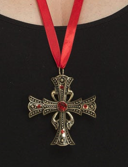 Collar Cruz Con Rubi 6 Cms