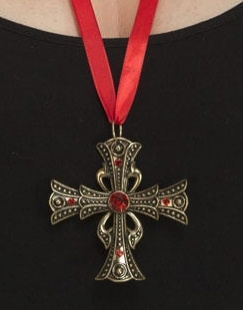 Collar Cruz Con Rubi 6 Cms