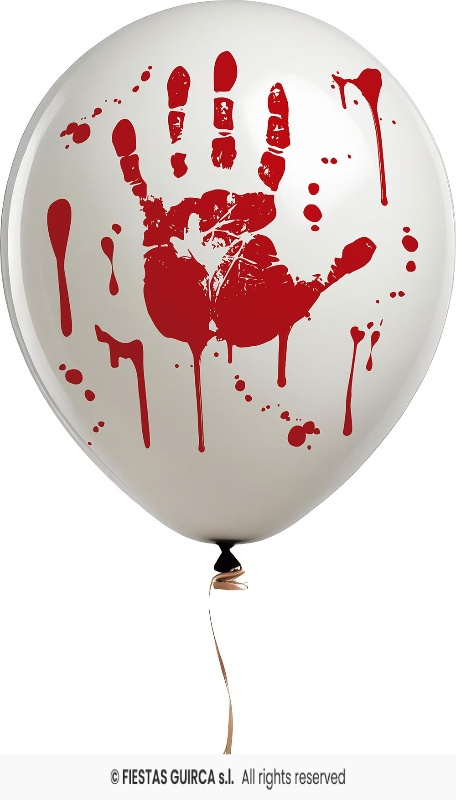 Bolsa 10 Globos Manos sangre 30Cms