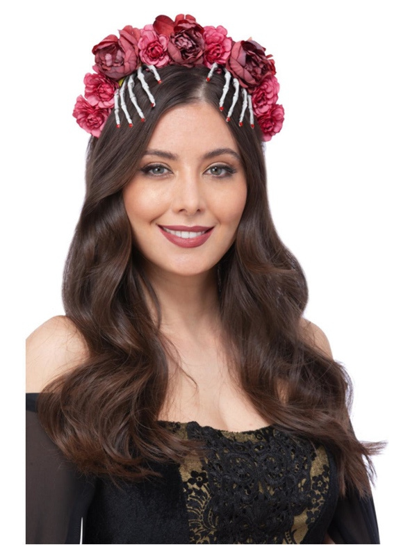Diadema flores con manos  esqueleto