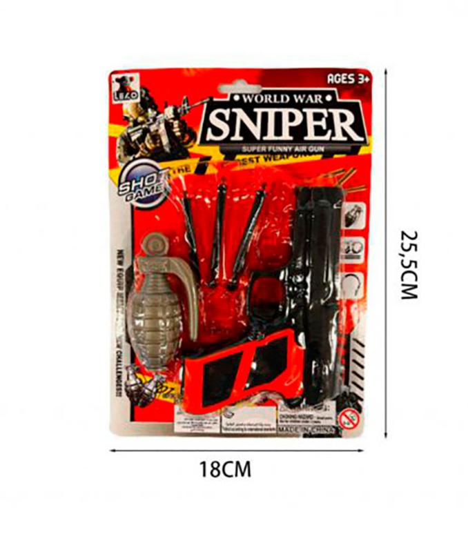 Set Pistola + granada Sniper 18x25cms