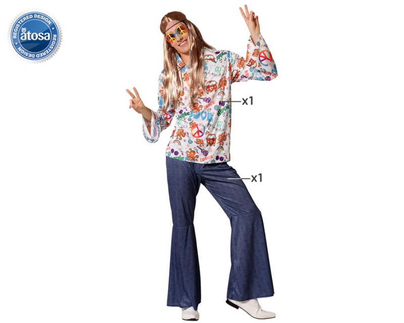 Disfraz Hippie flower hombre multicolor
