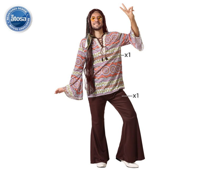Disfraz Hippie marrón para hombre