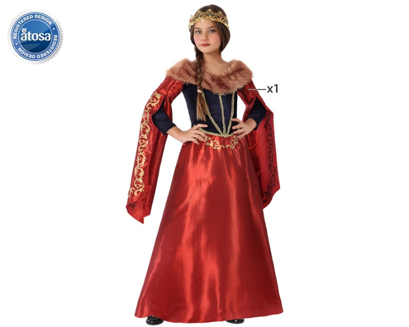Disfraz Reina Medieval rojo para niñas