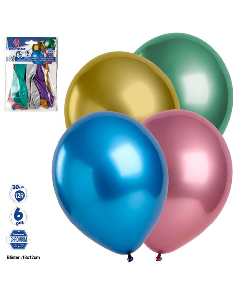 Globos 12R Cromo 6pcs Colores Surtidos