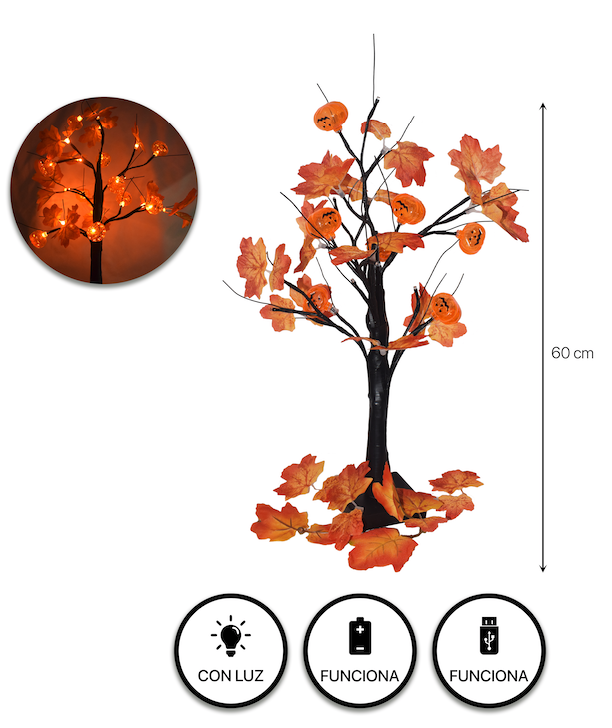 Arbol Halloween calabazas luces  60 cms.