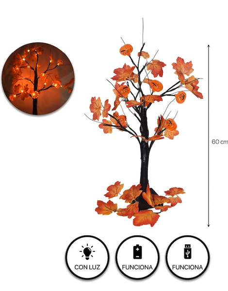 Arbol Halloween calabazas luces  60 cms.