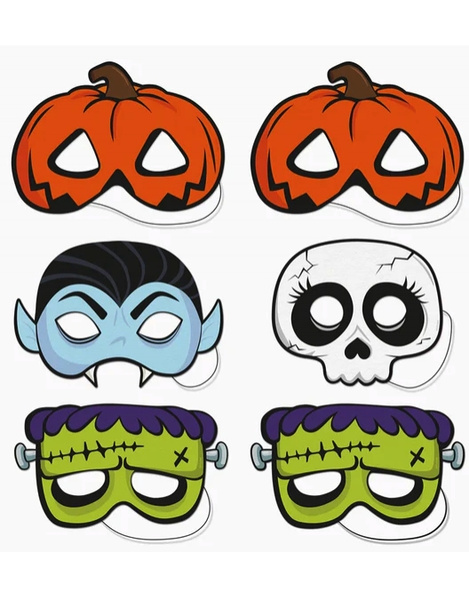 6 Máscaras Truco ó Trato cartón