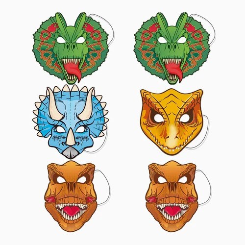 6 Máscaras infantiles Dinosaurios cartón