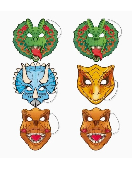 6 Máscaras infantiles Dinosaurios cartón