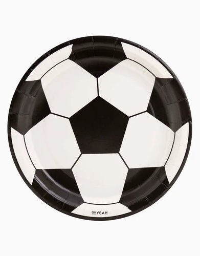 6 Platos Balón Fútbol cartón 23 cms.