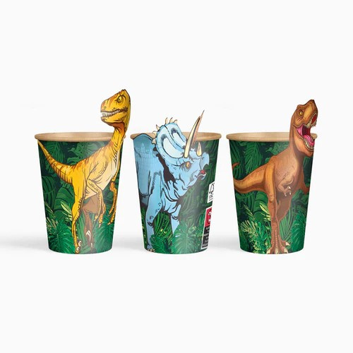6 Vasos kraft con funda Dinosaurio 270cc
