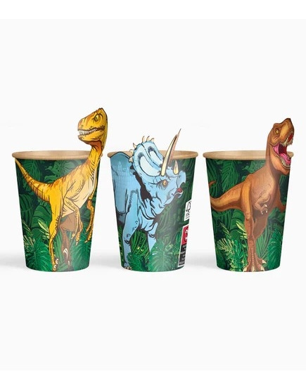 6 Vasos kraft con funda Dinosaurio 270cc