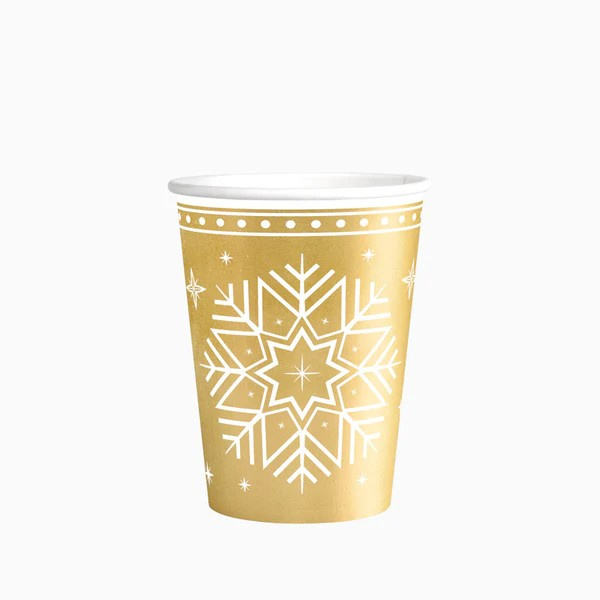 6 Vasos Oro Navidad cartón 270cc