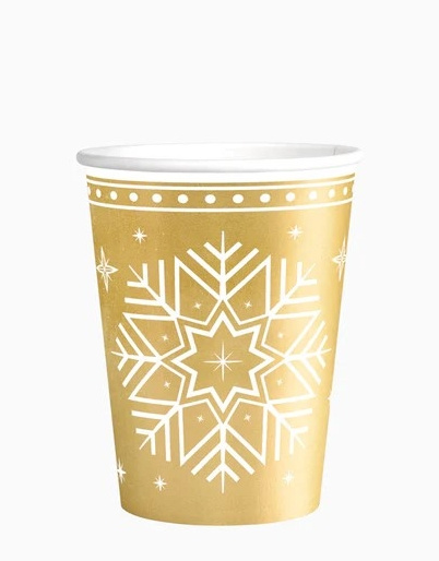 6 Vasos Oro Navidad cartón 270cc