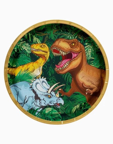 6 Platos Dinosaurios cartón 23 cms.
