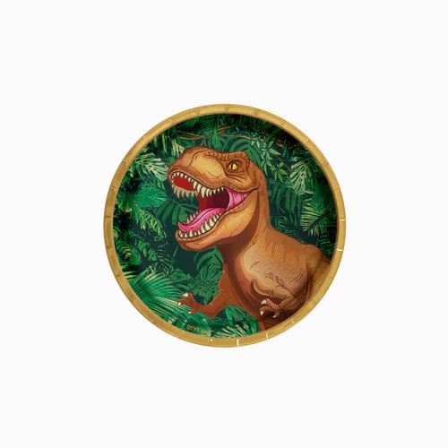 8 Platos Dinosaurios cartón 17 cms.