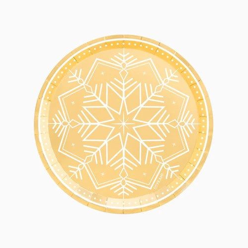 6 Platos Oro Navidad en cartón 23 cms.